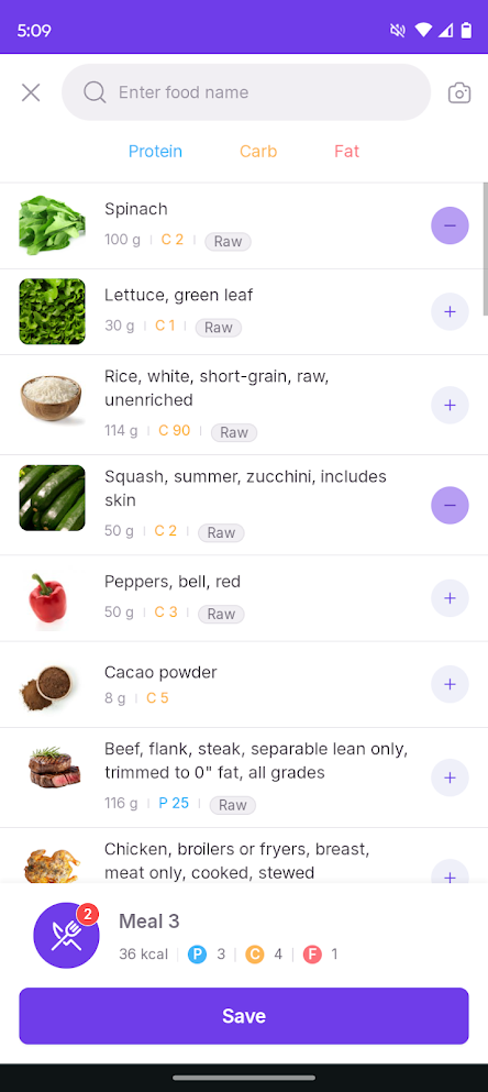 Easy food search & AI recognition